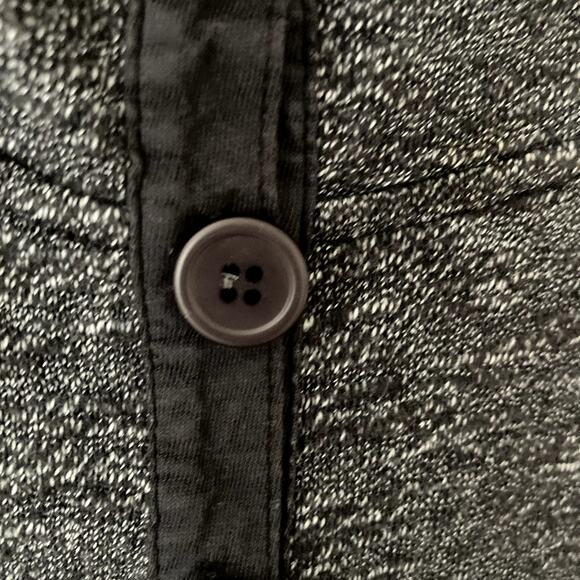 Three Dots Marled Knit Hoodie - Boxy Short Sleeves - Black.- Small - Picture 3 of 7